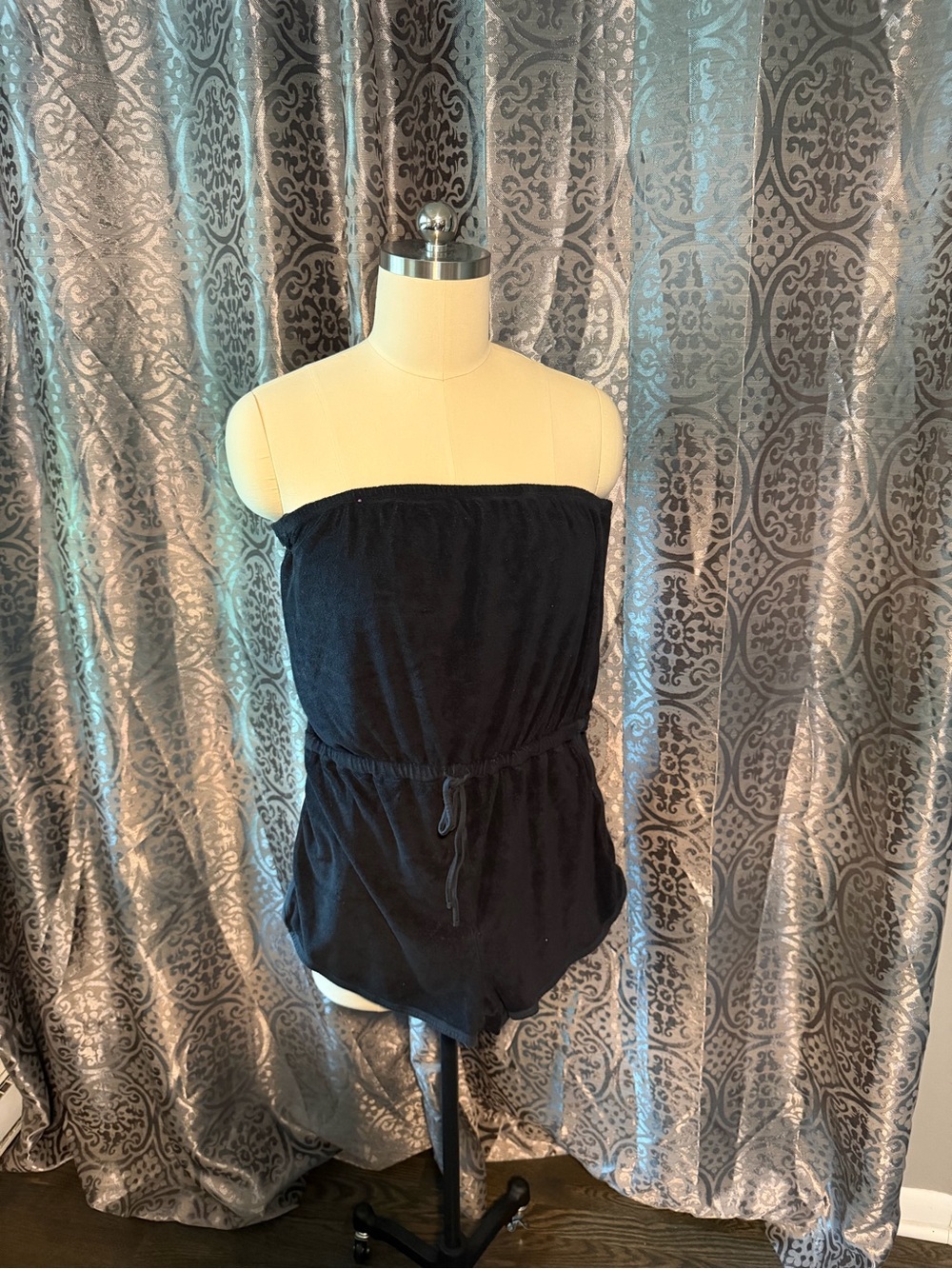 TOPSHOP: Terry Cover-Up Womens Strapless One-Piece Romper in Black